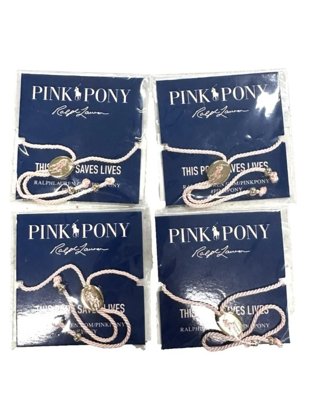 Polo Ralph Lauren Light Pink Pony Bracelet Cancer Awareness 4-PACKS